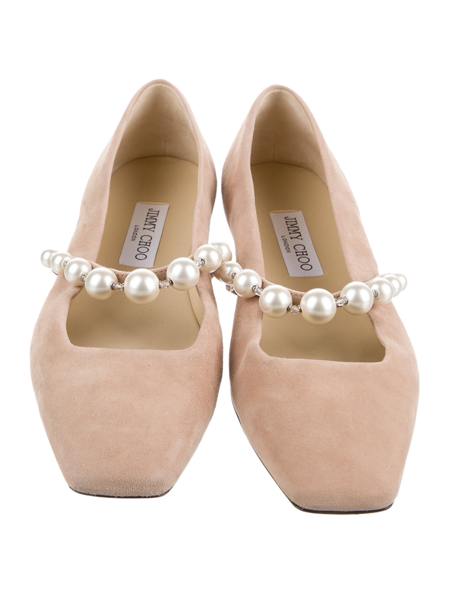 Jimmy Choo Suede Crystal Embellishments Ballet Flats